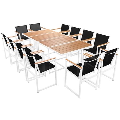 Ensemble de salle à manger extérieur 12 personnes - aluminium marron à