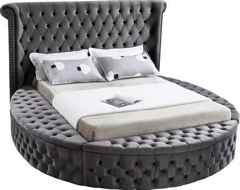 Luxus Button Tufted Velvet Round Bed Contemporary Platform Beds
