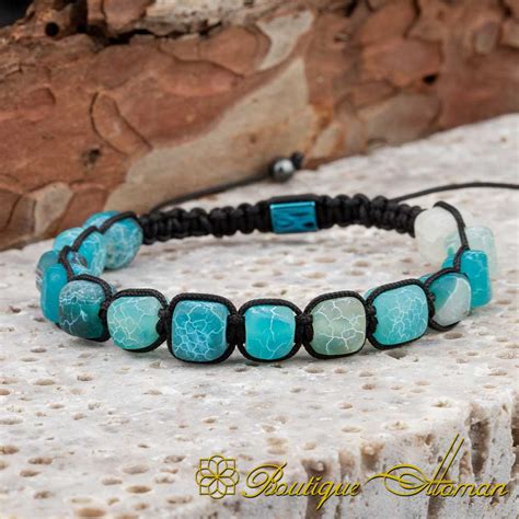 Blue Agate Adjustable Beaded Bracelet Boutique Ottoman Jewelry Store