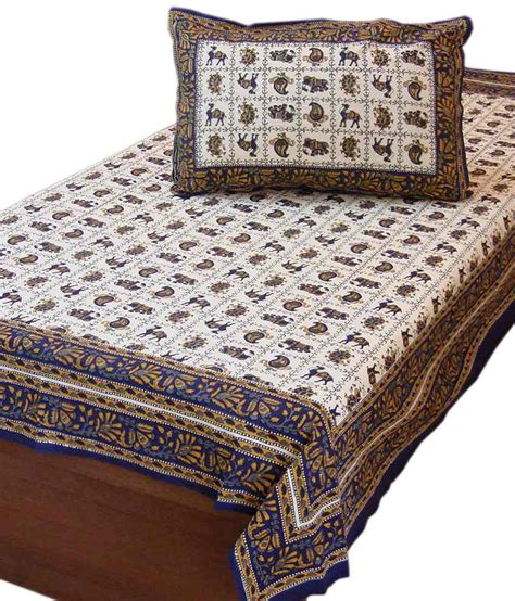 Jaipur Raga Hand Block Print Cotton Single Bed Sheet Set Buy Jaipur Raga Hand Block Print