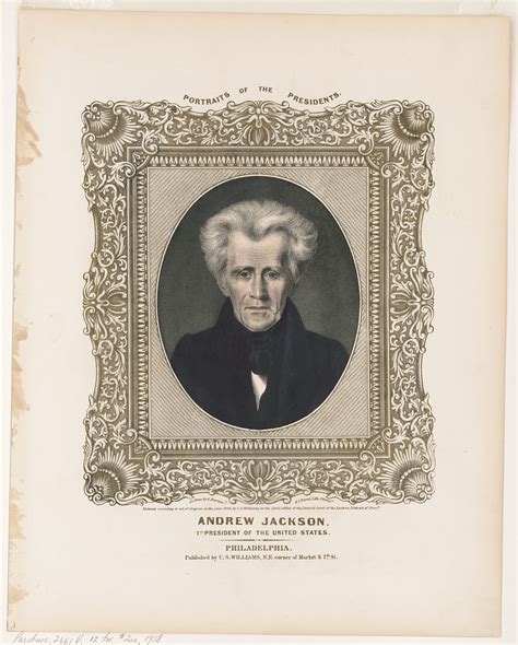 Andrew Jackson 7th President Of The United States On Stone By A