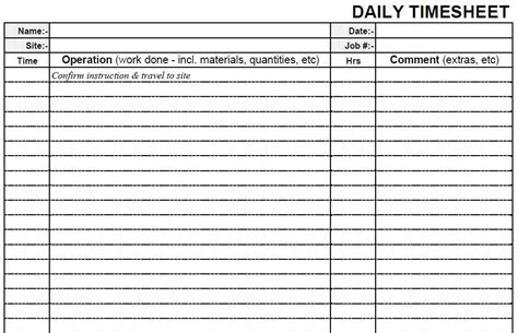 The variations of free printable time sheets forms. Daily Timesheet Template | Time sheet printable, Timesheet ...