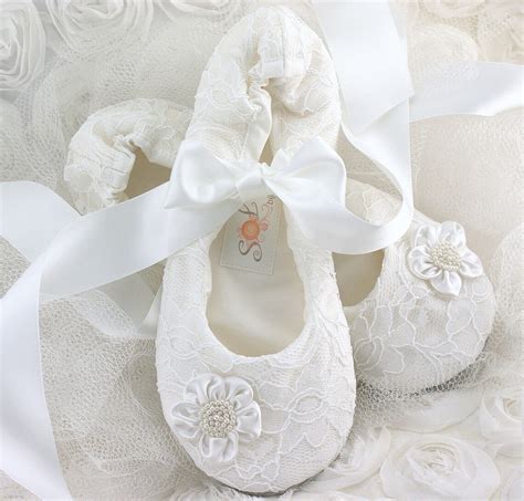 White Lace Ballet Slippers For Wedding Flower Girl Ballet Etsy