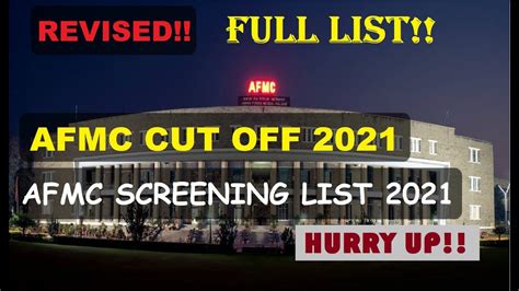 Afmc Cut Off 2021 Screening List Pune Admission Process Afmc