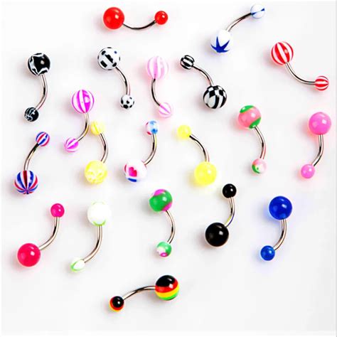 100pcslot New Acrylic Belly Button Rings Double Belly Piercing Barbell