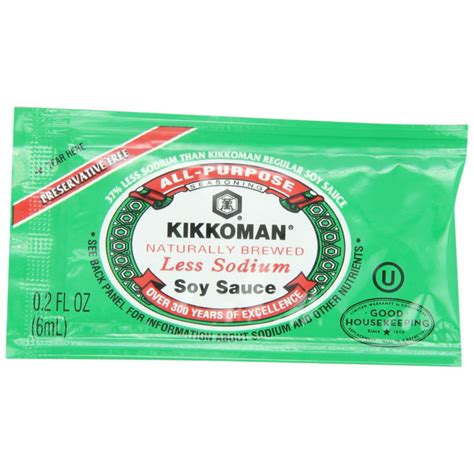 Kikkoman Less Sodium Soy Sauce Packets 02 Ounce 200 Count Walmart