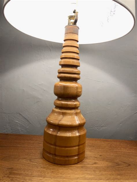 Vintage Custom Turned Wood Table Lamp Circa
