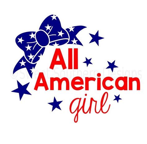 All American Girl With Bow Fourth Of July Memorial Day Svg