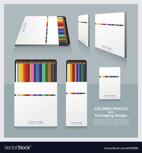 Color Pencils With Packaging Design Realistic Vector Image