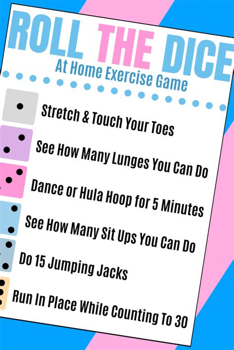 Super Fun Dice Workout For Kids Free Printable