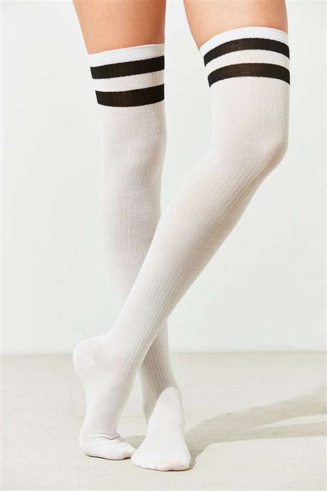 Slide View 1 Out From Under Varsity Striped Thigh High Sock Striped Thigh High Socks Thigh