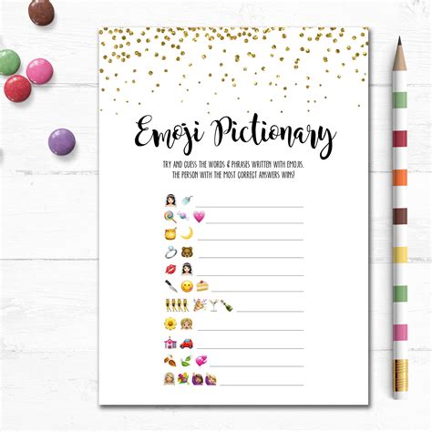 Bridal Emoji Pictionary Free Printable Printable Templates