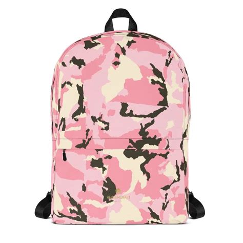 Pink Camo Print Backpack Camouflage Unisex Water Resistant Backpack Made In Usa Eu Pink