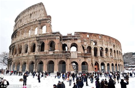 C C Colosseum Under Snow As Harsh Winter Weather Puts