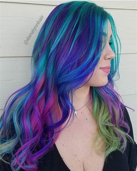 Pink Purple Blue Green Hair