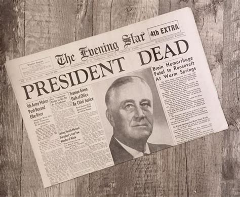 Unique Fdr Dies Hero Of Ww2 Historic Newspaper Reprint