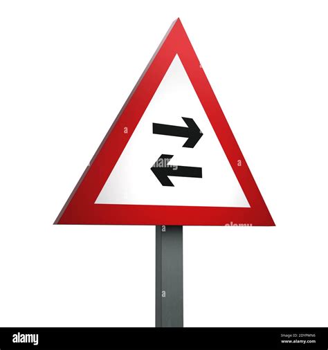 3d Render Road Sign Of Two Way Traffic Crosses One Way Road Isolated On
