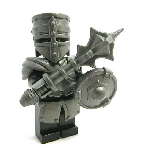 Custom Lego Knight Minifigure With Custom Armor Mace Shield New