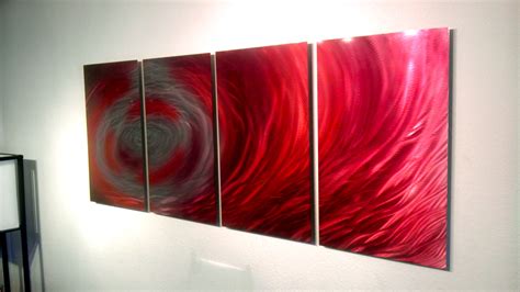 Crimson Surge Abstract Metal Wall Art Contemporary