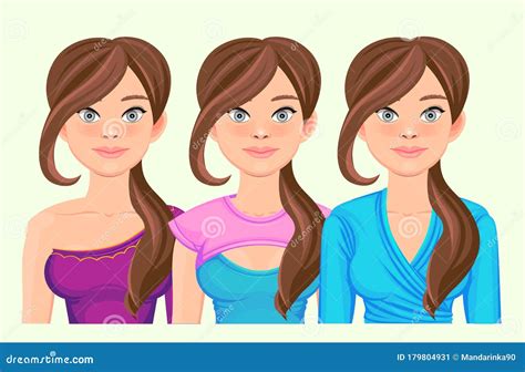 Set Portrait Of Beautiful Girls Avatar Vector Stock Vector Illustration Of Brown Elegant