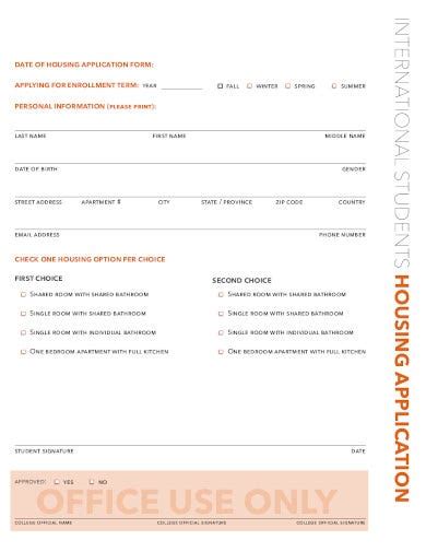 The request for tenancy approval (rtfa) packet from sdhc has the information and forms required to start the move process. FREE 10+ Housing Application Form Templates in PDF | Free ...
