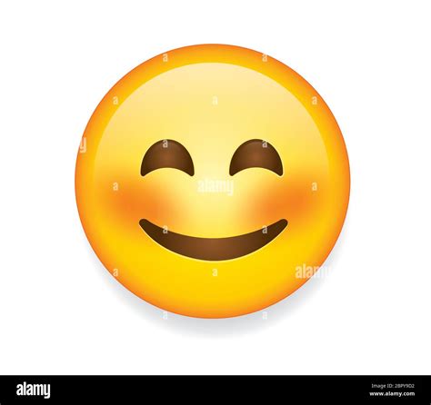 High Quality Emoticon Vector On White Background Emoji Blushing With