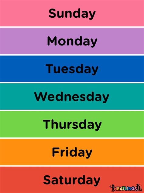 Days Of The Week Printable Chart