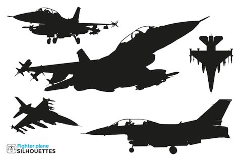 Premium Vector Collection Of Isolated Fighter Plane Silhouettes In