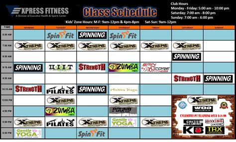 Fitness Class Group Exercise Schedules At Express Fitness Of Hooksett Nh