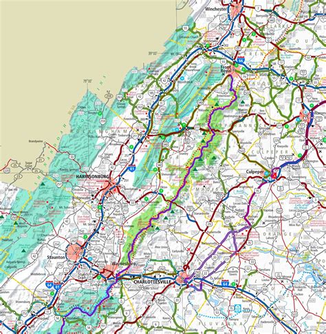 Shenandoah National Park Area Road Map
