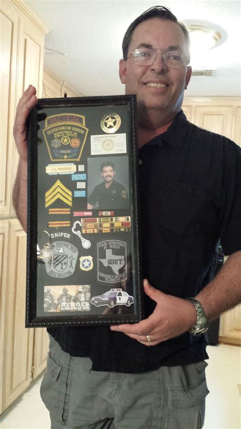 Reality sinks in fast once an officer is on the job and realizes how the police force operates. Jeff's shadow box. Police retirement. | Retirement party ...