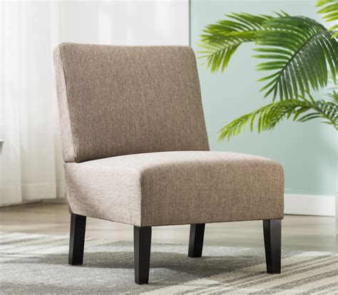 Armless Chairs Upholstered Armless Accent Fabric Chair With Wood Legs
