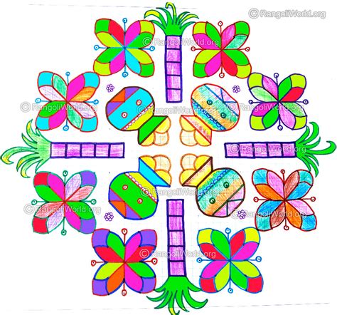 Pongal kolangal is a beautiful art and every day drawn by woman in the house. Pongal sugarcane kolam jan 2015