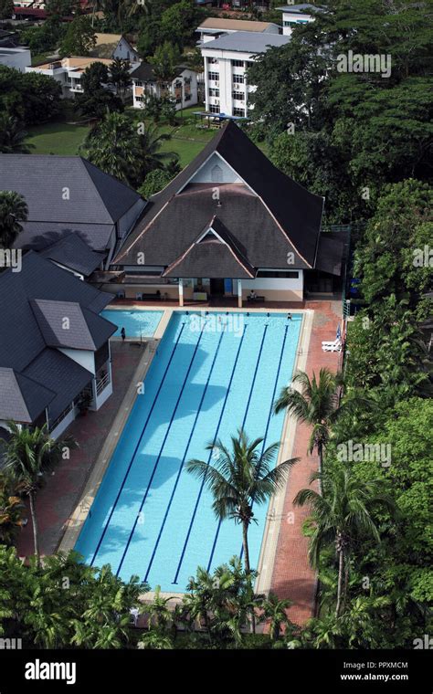 Aerial View Of Olympic Size Swimming Pool In Kuching Borneo Malaysia