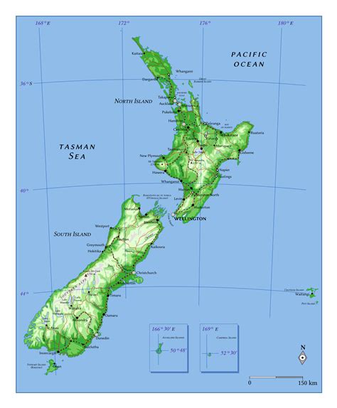 Large Detailed Political Map Of New Zealand With Relief Images And