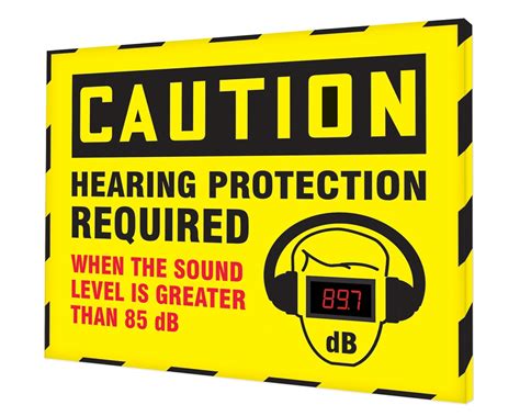 Protection Required When Sound Greater Than 85 Db Osha Caution Safety Sign