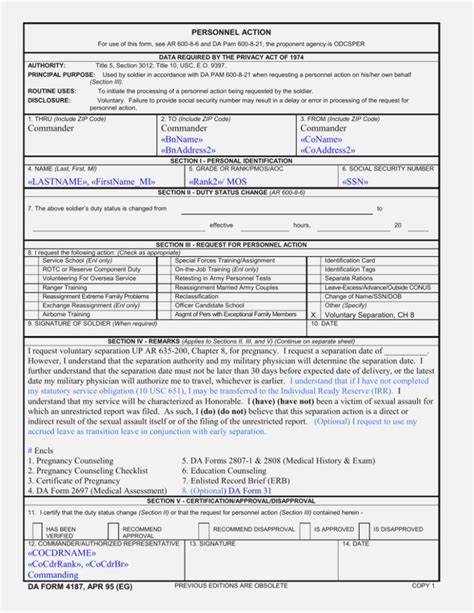 28 Fillable Da Form 4187 In 2020 Itinerary Template Free Job