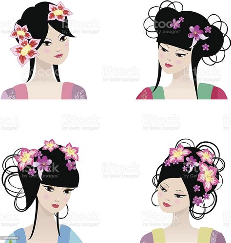 Portrait Of A Beautiful Chinese Girls Stock Illustration Download