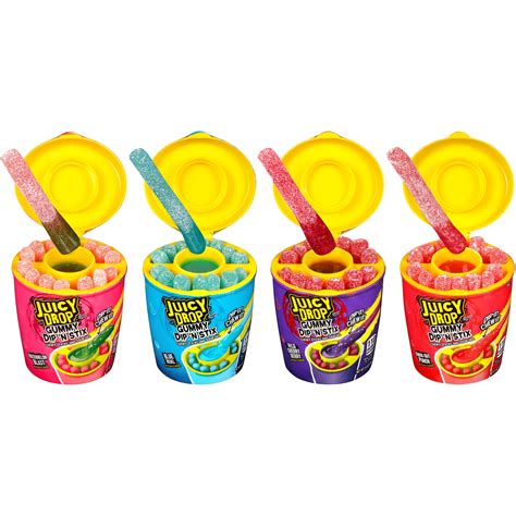 Juicy Drop Gummy Dip N Stix Sweet Gummy Sticks W Sour Dipping Gel 8 Pack Fun Candy For