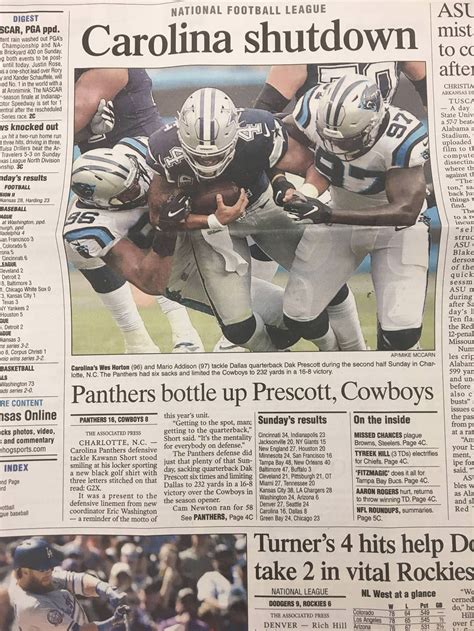 Front Page of Arkansas Democrat Gazette : r/panthers