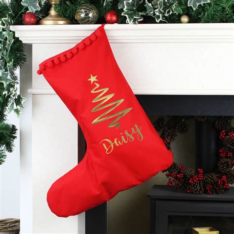 Personalised Christmas Stocking With Christmas Tree By Betty Bramble