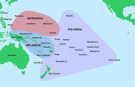 Map Of The Pacific With The Three Main Regions Outlined Download