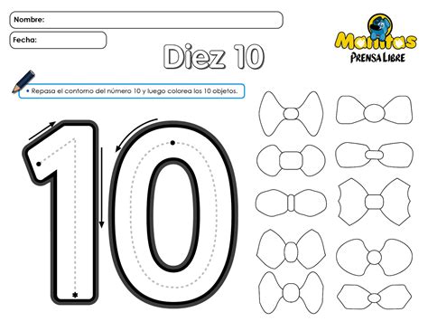 Trabajando En Educación Infantil 10 Fichas Del Número 10