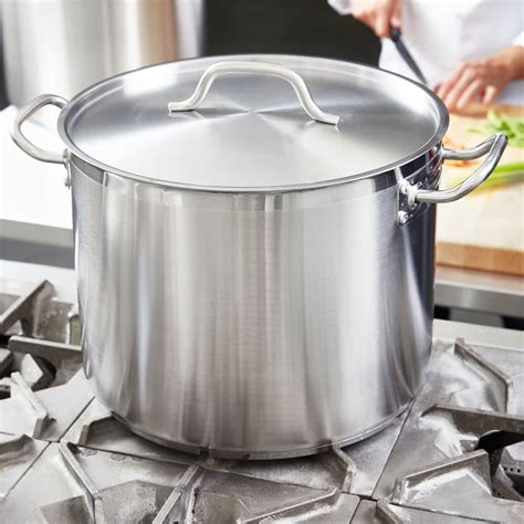 24 Qt Stainless Steel Stock Pot With Cover In Stainless Steel From