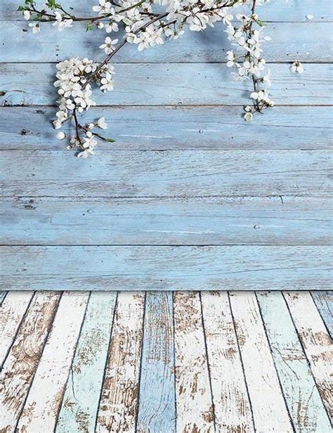 Senior Wood Floor Mat And Wood Wall With Cherry Blossoms Backdrop