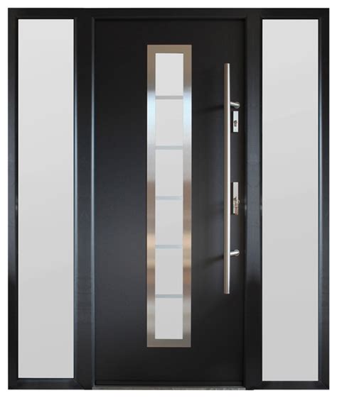 Like the trees we use in our handcrafted wood products, contemporary design. Modern Entry Door With Sidelites, Gray Finish ...