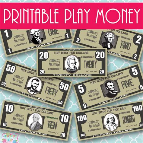realisitc printable play money itsy bitsy fun