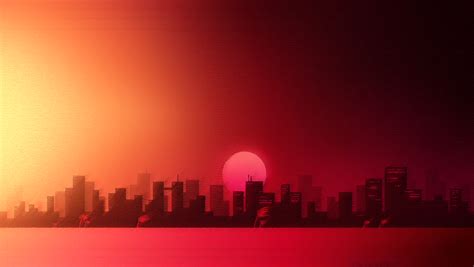 Wallpaper Video Games Sunset City Cityscape Sky Artwork Sunrise