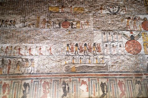 Colorful Hieroglyphics And Mural Paintings In Egyptian Pharaoh Ramses