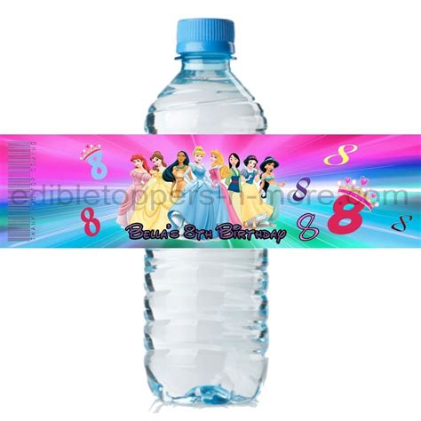10 Personalized Disney Princesses 2 X 8 Weatherproof Water Bottle